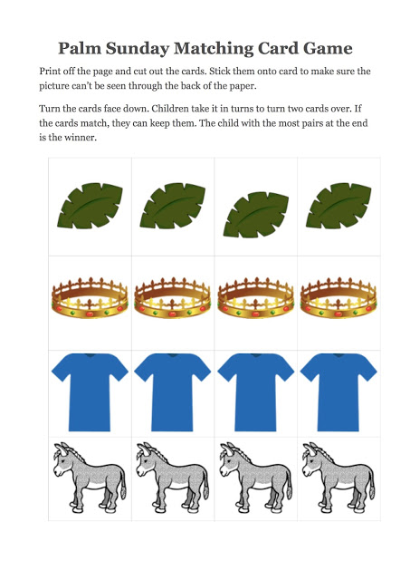 Palm Sunday Card Matching Game